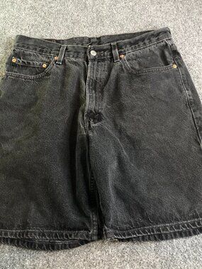 Vintage Y2K Levis 550 Denim Shorts Mens 32 Black Relaxed Gray Jort Skate